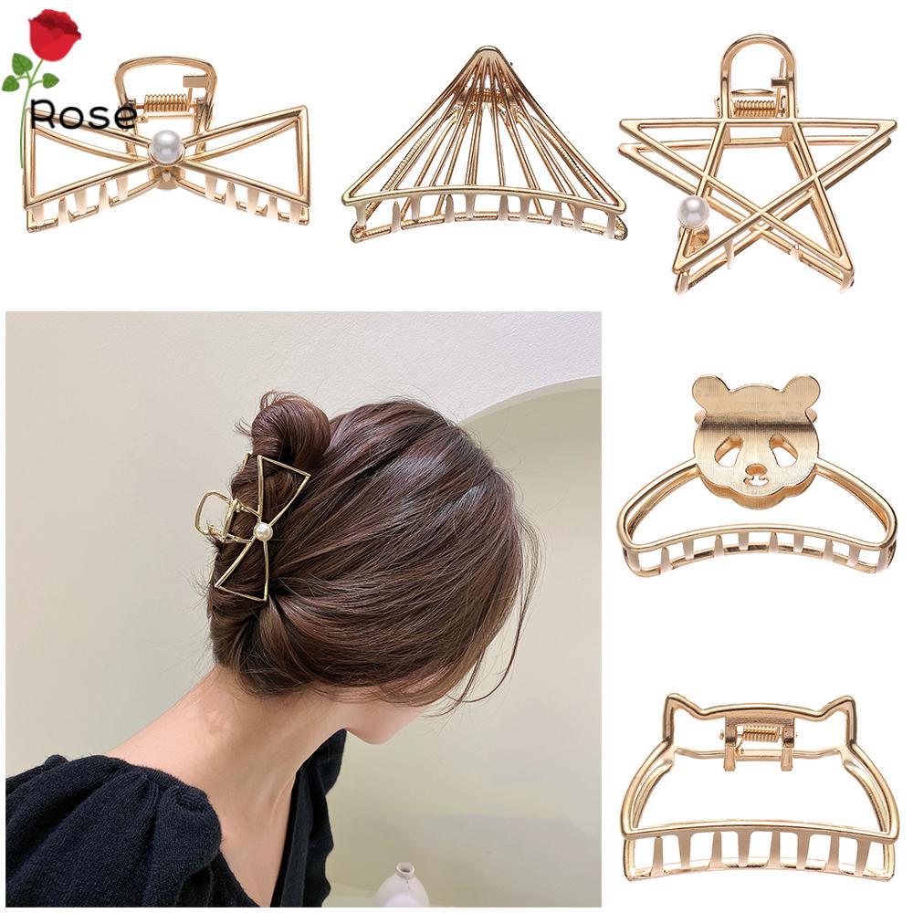 Kẹp tóc kim loại họa tiết hình học thời trang