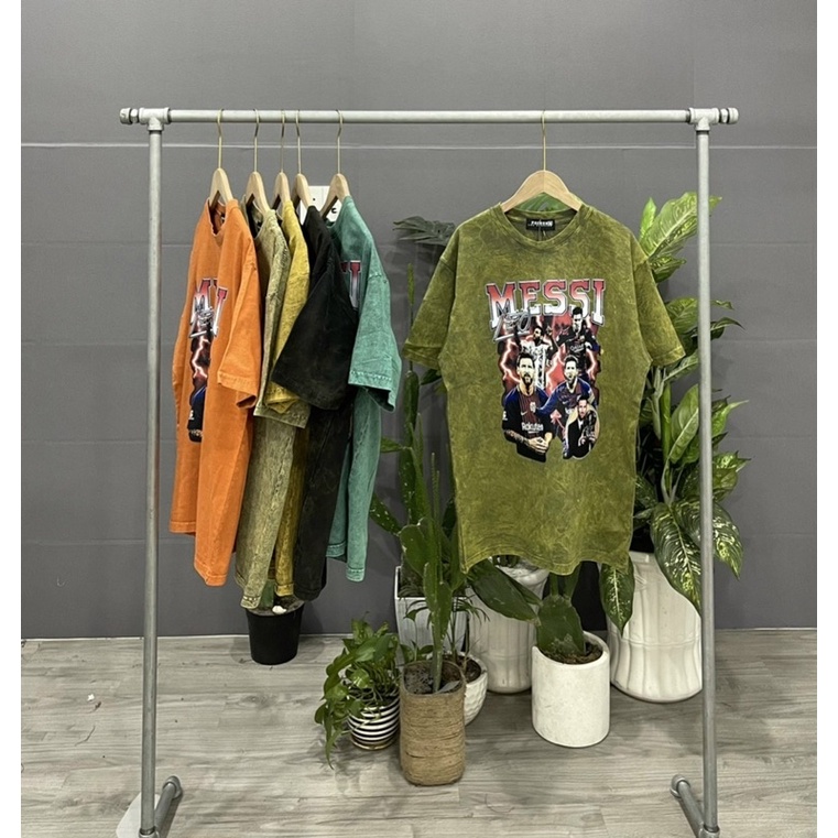 ÁO THUN TAY LỠ WASH COTTON MESSI FORM UNISEX NAM NỮ (hình chụp thật)