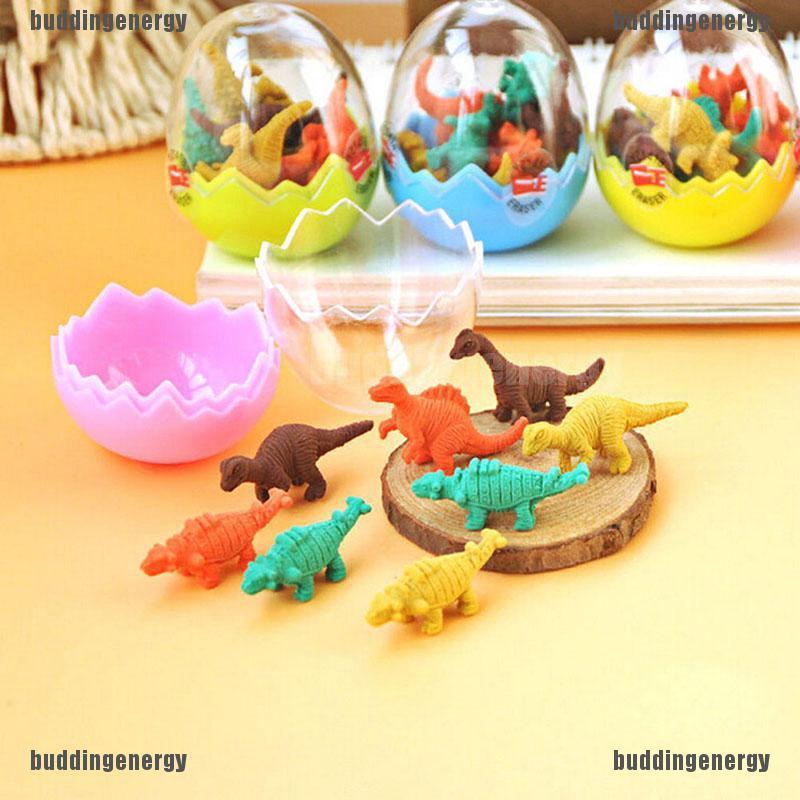 1 Egg 8 Pieces Mini Dinosaur Pencil Eraser Student Office Stationery Gift Toy
