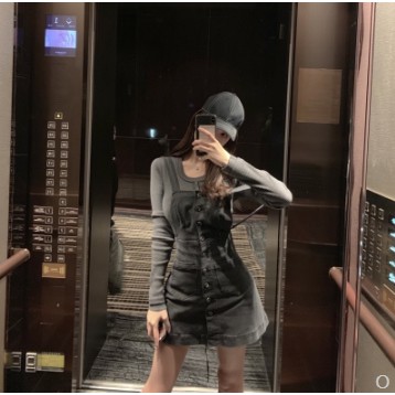 (ORDER) Váy yếm Demi dáng chữ A ôm body gợi cảm style Hàn Quốc retro