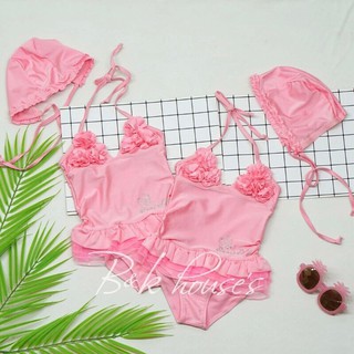 Đồ bơi bé gái hồng xinh + nón