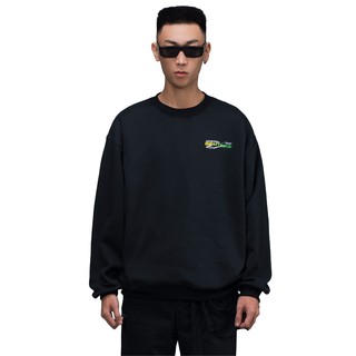 Áo nỉ nam dài tay Beuter Juxtaposed Green Logo Black Sweater màu đen, logo xanh lá