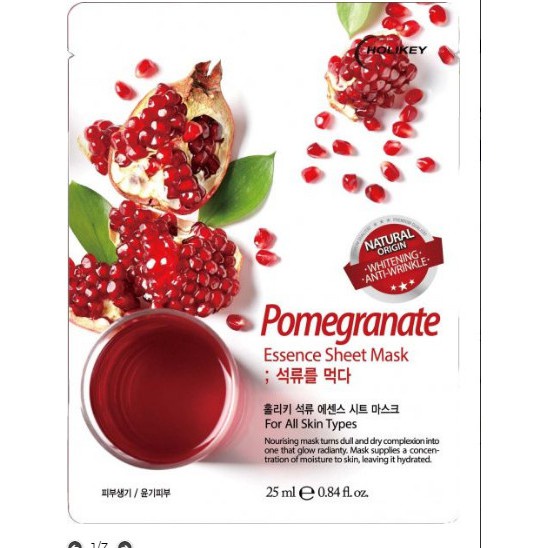 Mặt Nạ Lựu Tạo Độ Đàn Hồi - Làm Trắng Da HOLIKEY Pomegranate Essence Sheet Mask 25ml - 3W128