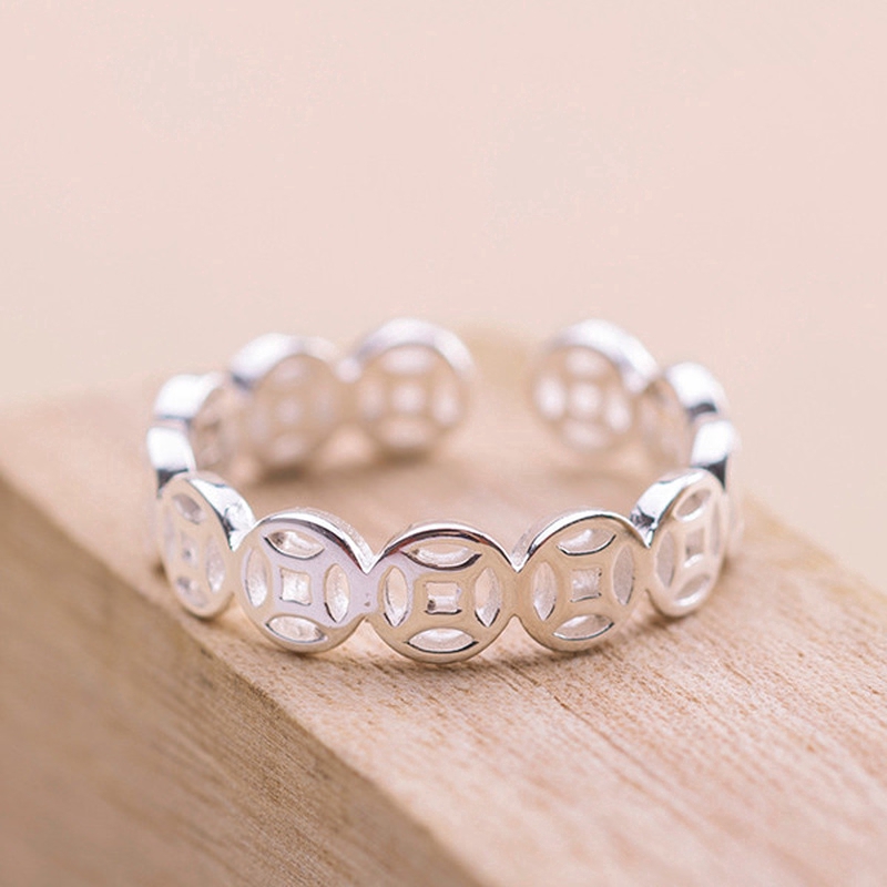 Nhẫn màu bạc thời trang có thể điều chỉnh dành cho nam và nữ