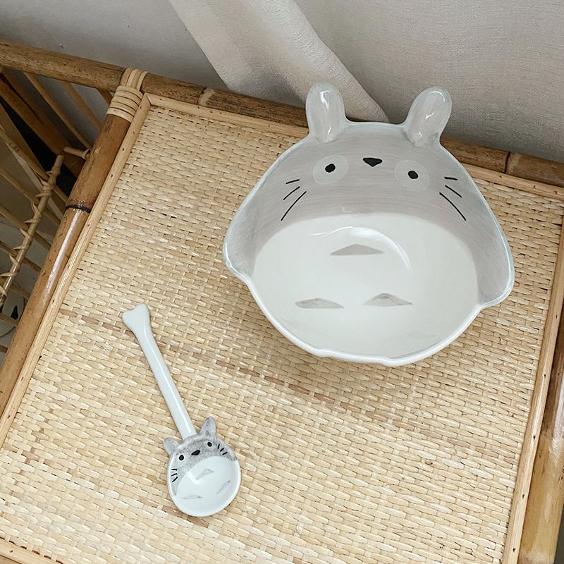 Tô Sứ Đựng Salad Cỡ Lớn In Hình Totoro Vẽ Tay Dễ Thương