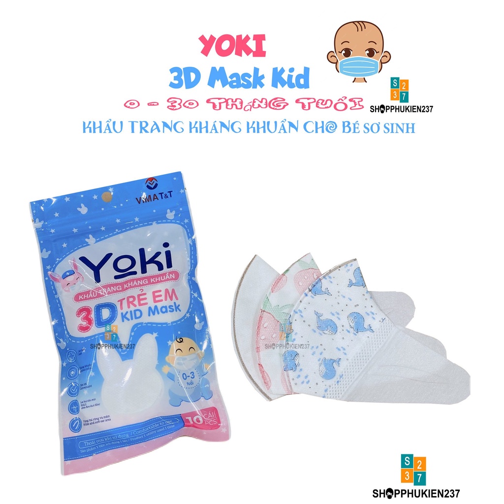 (Bé Nhỏ) Khẩu Trang Em Bé 3D Yoki Sơ Sinh Dành Cho Bé Từ 4 Tháng - 24 Tháng