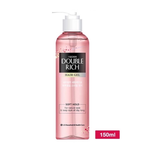 Gel tạo kiểu và giữ nếp tóc tự nhiên Double Rich Soft Hold Chai 250ML ( mầu hồng)