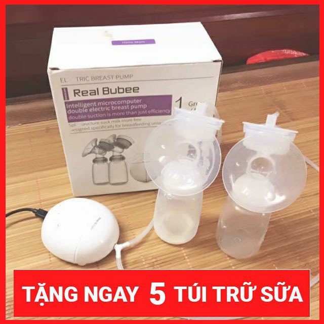 Máy hút sữa điện đôi Real Bubee tặng 5 túi trữ sữa