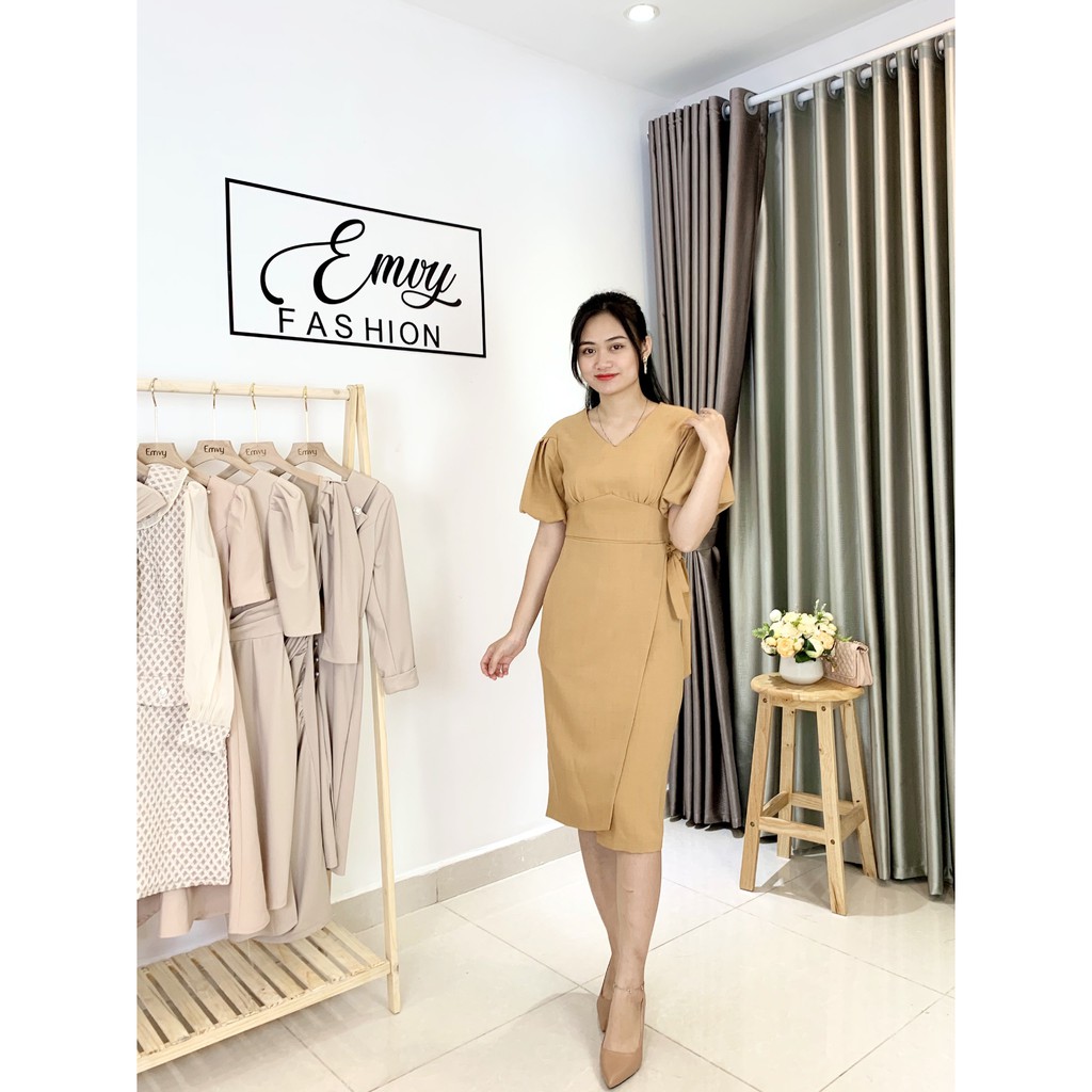 [Mã WASTGO hoàn 10% xu đơn 99k] Váy Mango xước thiết kế tay bồng Emvy V67 | BigBuy360 - bigbuy360.vn