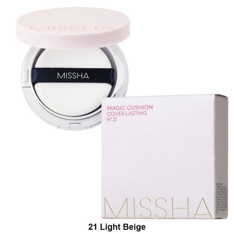 Phấn Nước Missha Kiềm Dầu SPF50+/PA+++ 21 Light Beige Magic Cushion Cover Lasting #21 Light Beige 15g | BigBuy360 - bigbuy360.vn