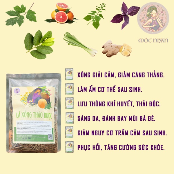 Lá xông toàn thân từ thảo dược, xông  sau sinh phục hồi sức khỏe, mùi thơm dễ chịu, MỘC NHAN - handmade