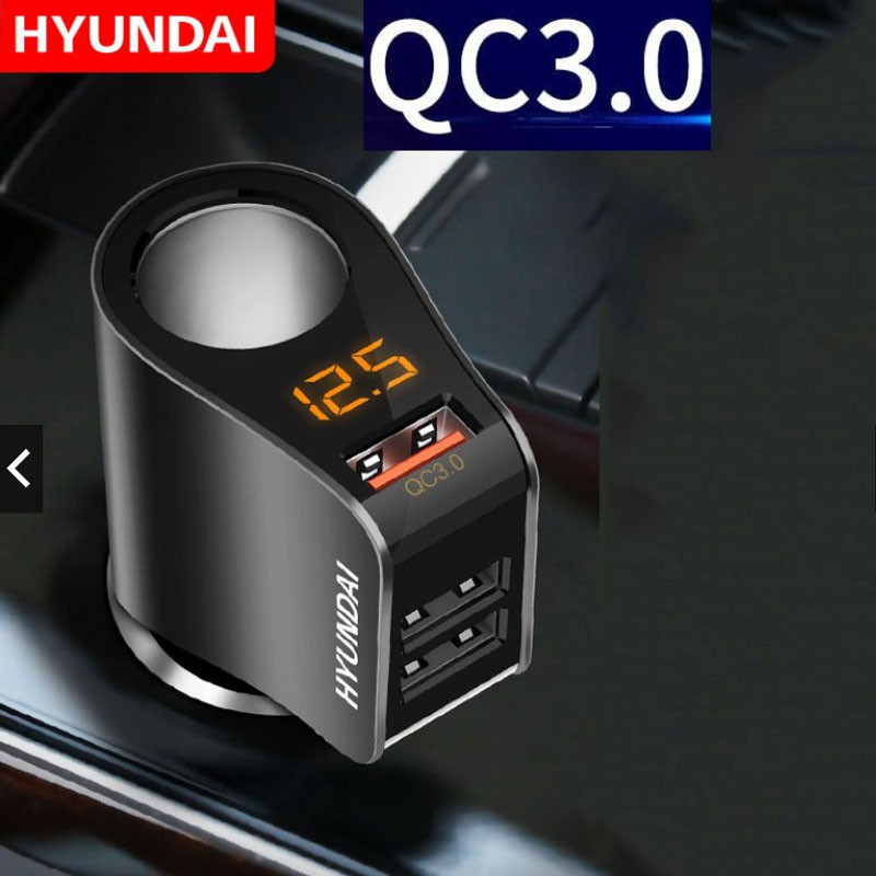 Tẩu Sạc nhanh ô tô QC 3.0 - Tẩu chia sạc chính hãng Hyundai HY-10 dùng được cho mọi loại xe