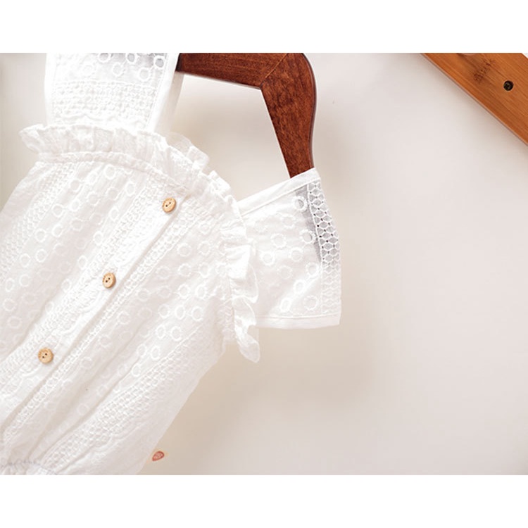 Áo liền quần Ren Màu Sắc Ngọt Ngào + Mũ Cho Bé Gái Sơ Sinh