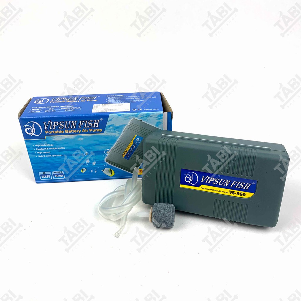 Máy Sủi Khí OXY 1 Vòi VS-960, Chạy Pin Đại - Máy Sủi Khí OxI Cho Hồ Cá, Bể Cá Cao Cấp