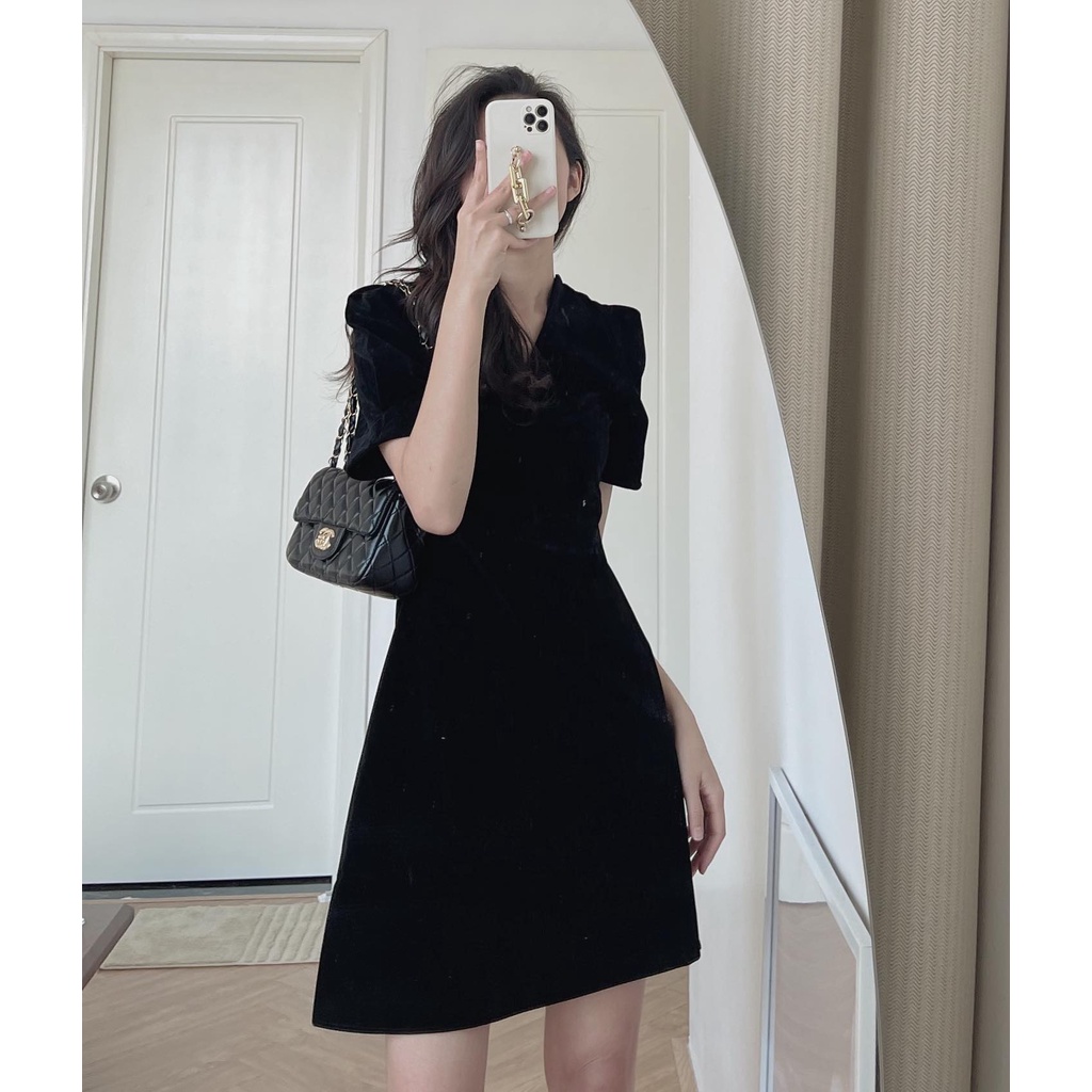 (ảnh thật) Audrey Váy nhung xòe cổ V 954 | BigBuy360 - bigbuy360.vn