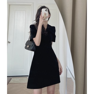 (ảnh thật) Audrey Váy nhung xòe cổ V 954