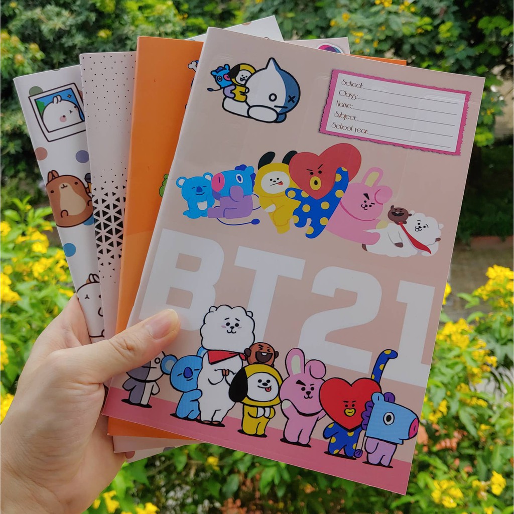 Vở kẻ ngang BTS BT21 trái tim 17x24cm