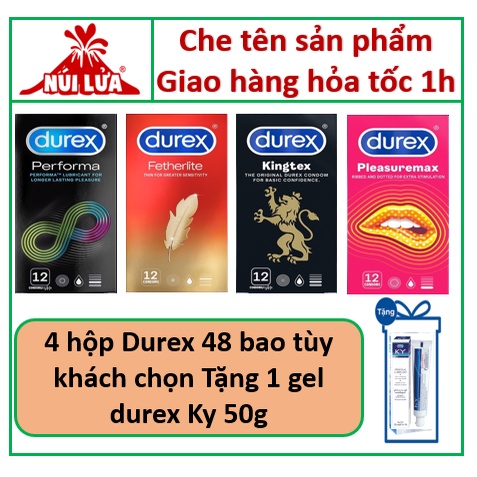 [COMBO] 4 hộp Bao cao su Durex TẶNG 1 Gel bôi trơn Durex KY 50g