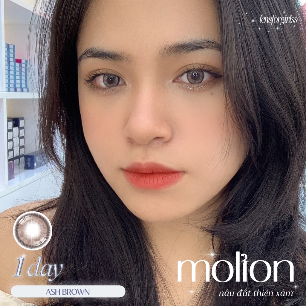 Kính áp tròng 1 NGÀY MOLTON ASH BROWN chính hãng ISHA I Lens cận