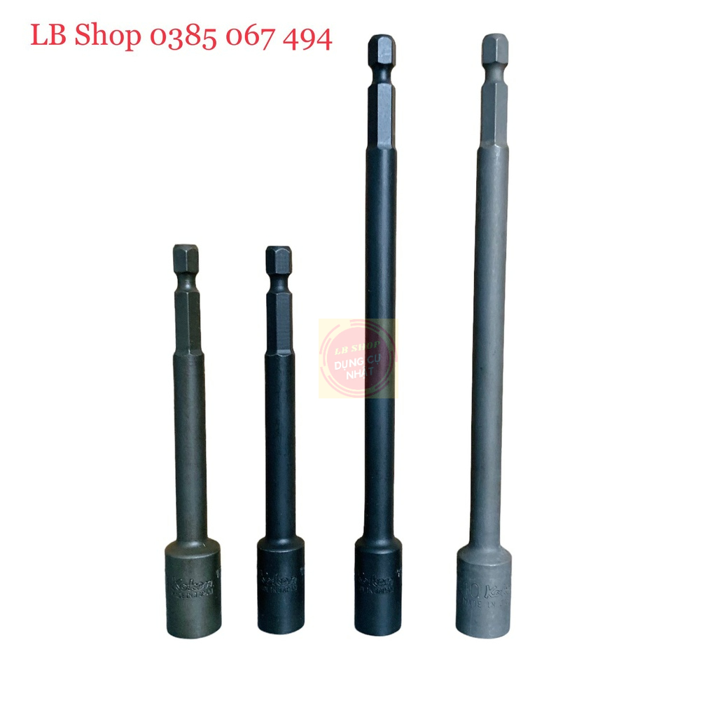 Đầu tuýp khẩu vặn ốc Koken Nhật chuôi lục giác dài 100mm và 150mm - Gắn máy vặn vít cỡ 8,10mm 113.100-08,10; 113.150-10