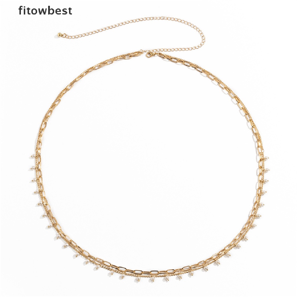 Dây Đeo Hông Nhiều Lớp Đính Ngọc Trai Phong Cách Hip Hop Quyến Rũ Cho Nữ