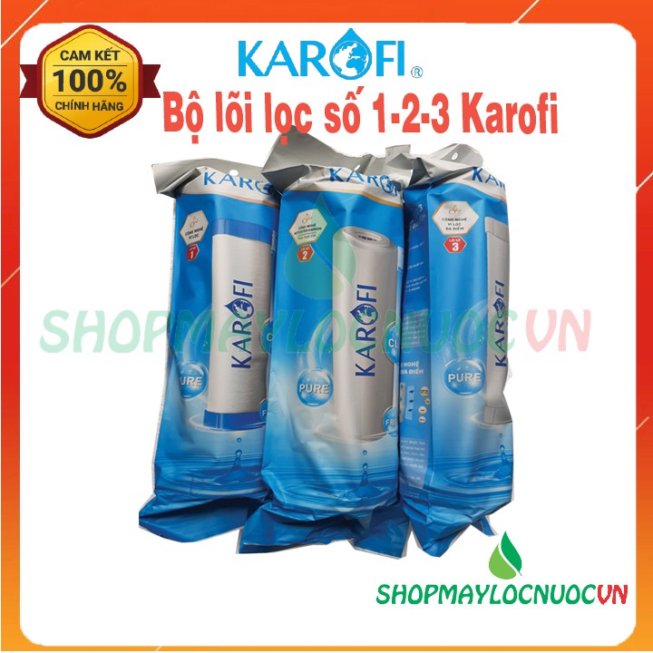 Bộ Lõi Lọc Nước số 123 Karofi (Lõi 1 Vi lọc + Lõi 2 Than hoạt tính + Lõi 3 Vi lọc đa điểm) - Shopmaylocnuocvn