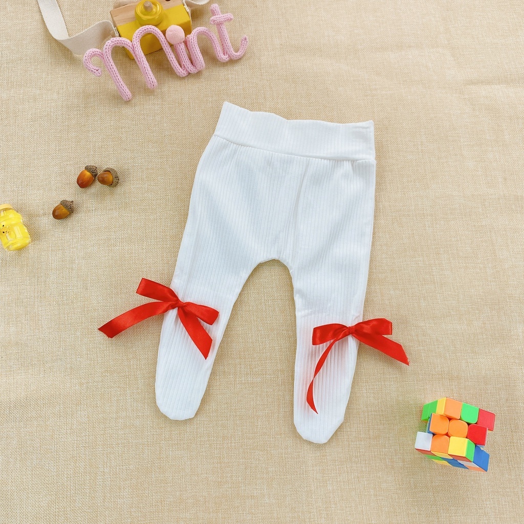 Quần tất trắng đính nơ hoặc trơn cho bé gái 0 - 12 tháng tuổi MINTSCLOSET Mint's Closet - QR8610 - QR8614 - Q167