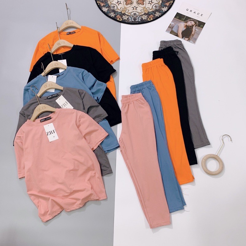 BÁN SỈ BỘ COTTON TRƠN THỤNG QUẦN LEGGING LỠ 6 MÀU NỮ | BigBuy360 - bigbuy360.vn