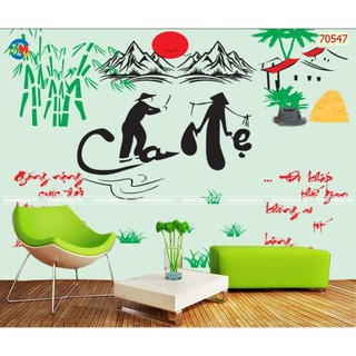 tranh dán tường 3D chữ thư pháp cha mẹ