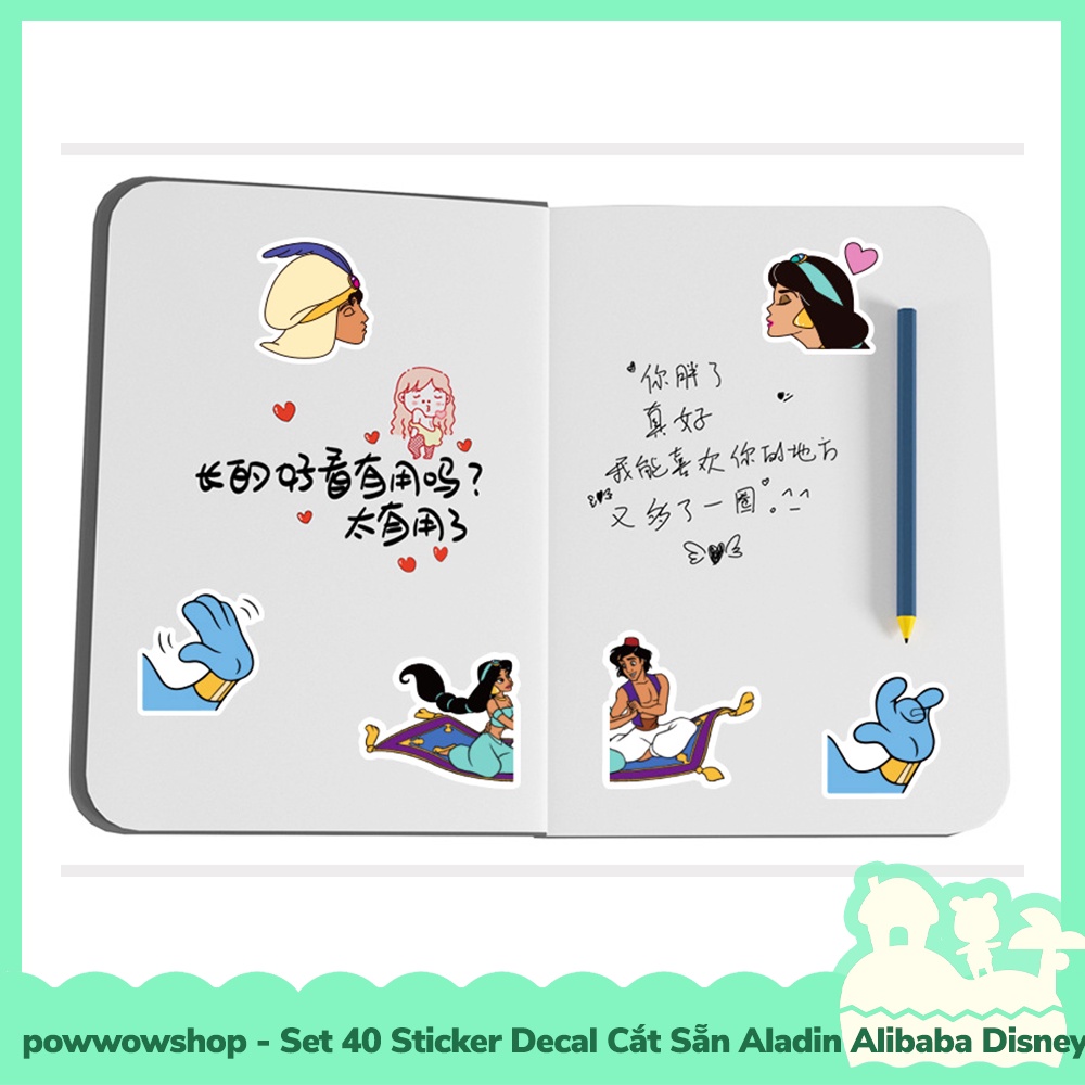 [Sẵn VN - Hỏa Tốc] Set 40 Sticker Mini Decal Dán Trang Trí Vật Dụng Mẫu Aladin Alibaba Disney