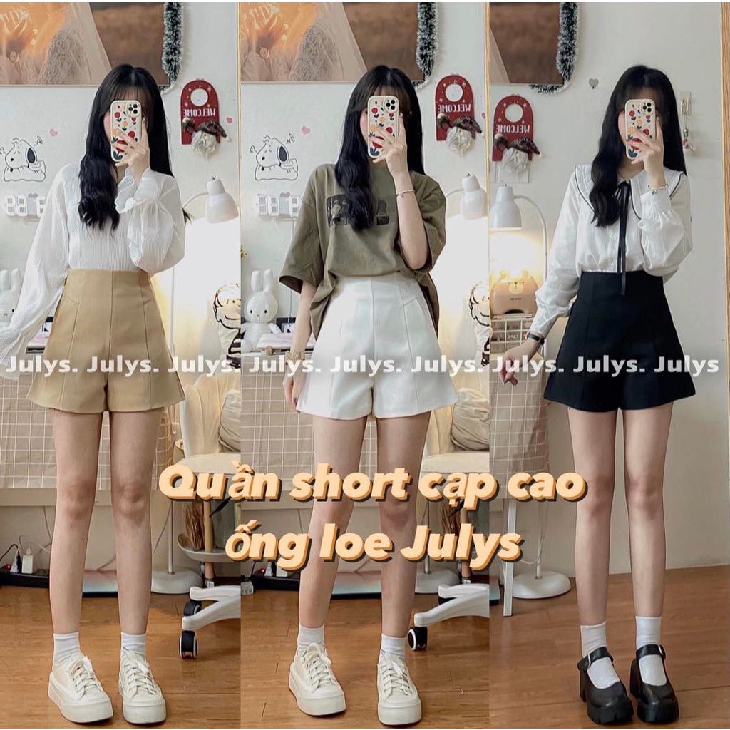 Quần short ống loe cạp cao Julys