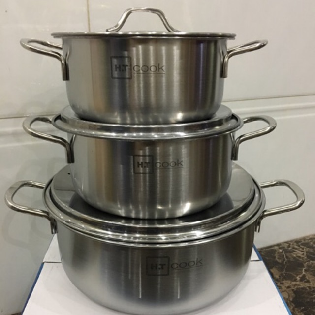 🧸 BỘ 3 NỒI INOX  HT . COOK 👍