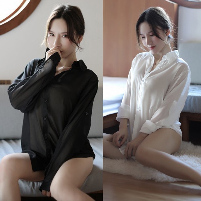 Combo 2 áo sơ mi ngủ chất lụa tặng quần lót nữ