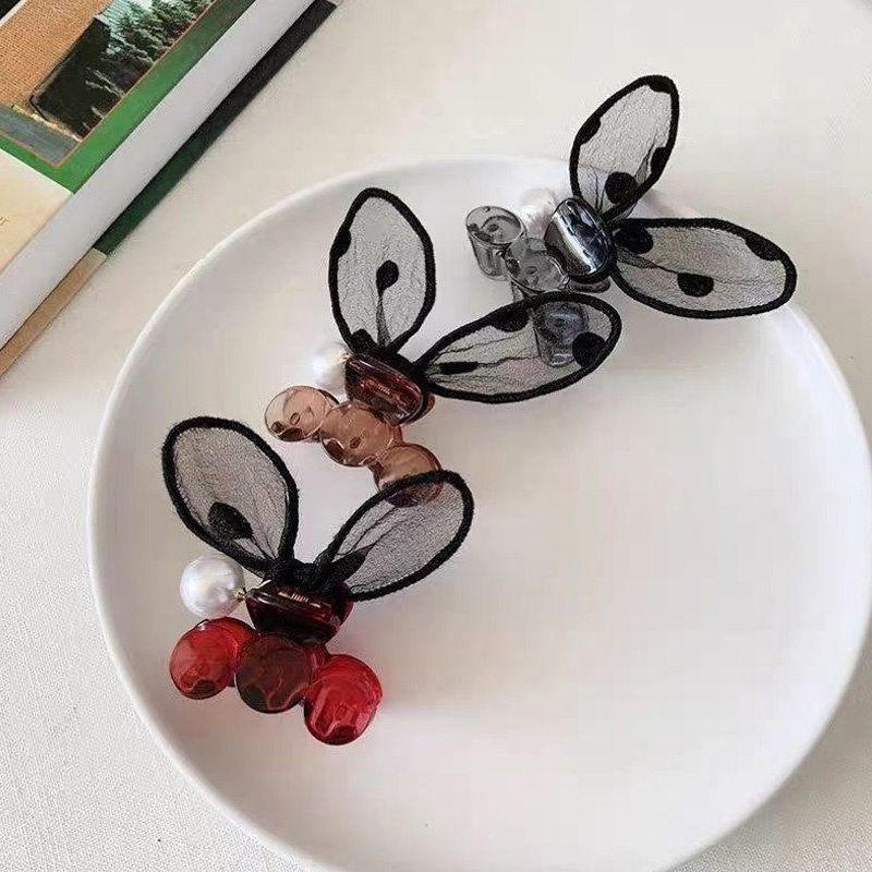 1 Kẹp Tóc Dạng Lưới Màu Đen Đính Ngọc Trai Thanh Lịch Cho Nữ