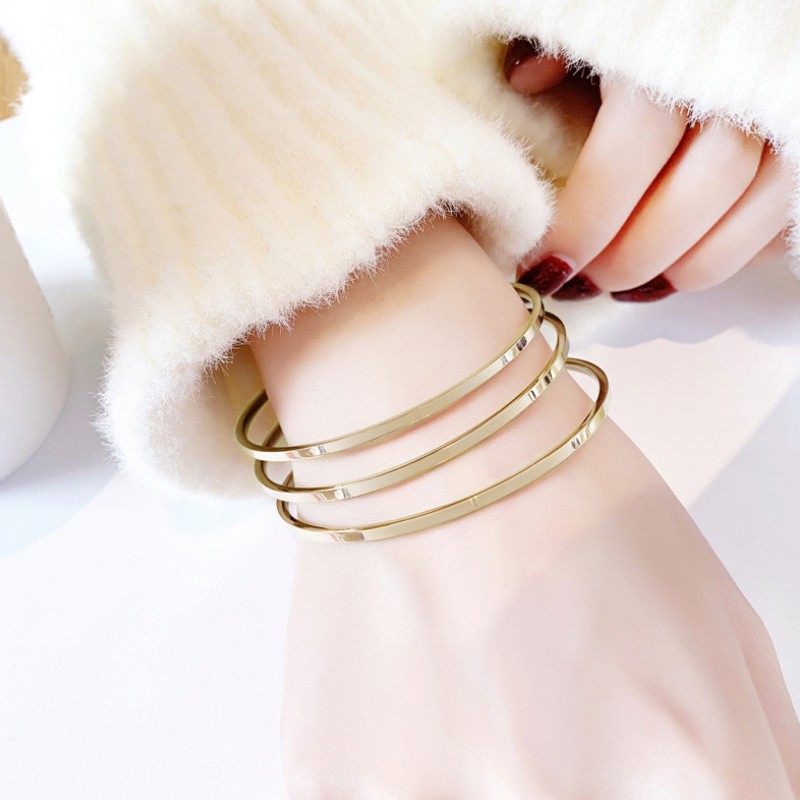 Bộ 3 Chiếc Vòng Tay Tròn Titan Ko Han Rỉ TT 3675