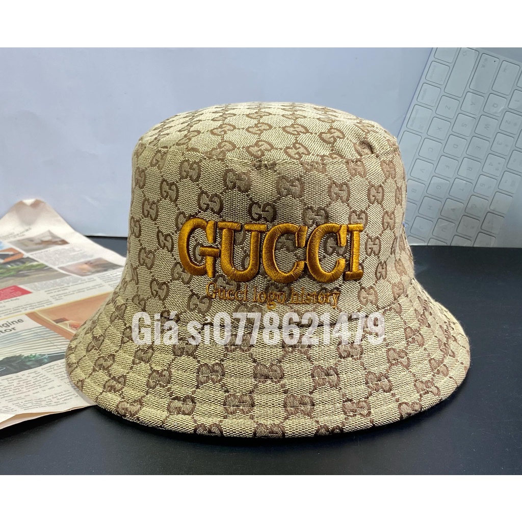Nón bo cụp bucket G (G) dệt vải nhập thêu chữ gu xì thể thao thời trang