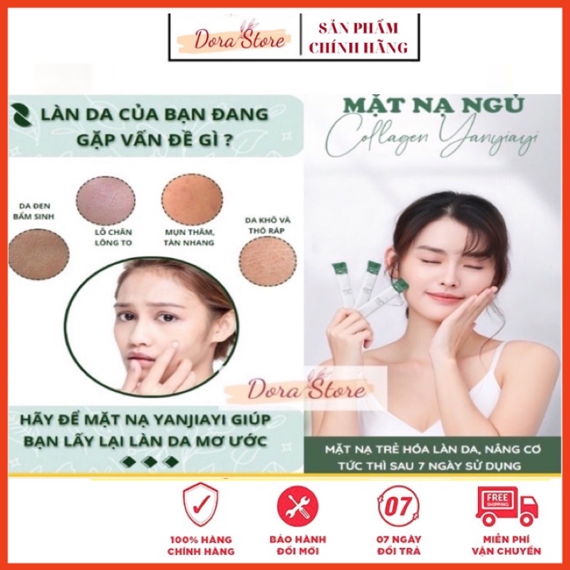 Mặt nạ ngủ collagen dạng thạch nâng cơ dưỡng trắng giúp da căng bóng trẻ hoá làn da (01 gói dùng thử)