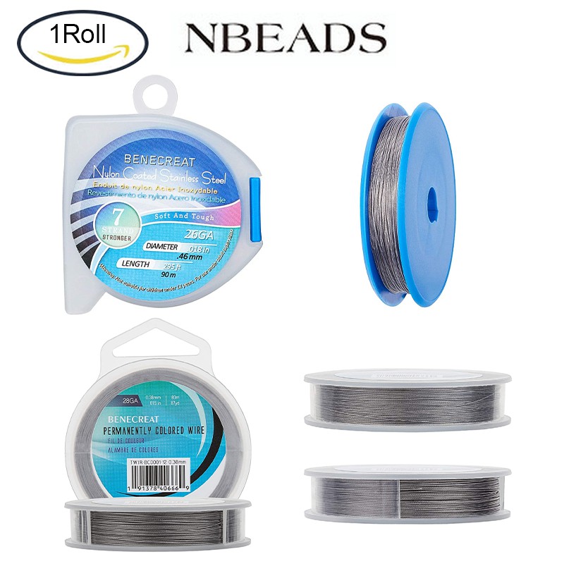 1 Cuộn Dây Nylon Phủ Thép Không Gỉ Dùng Làm Vòng Tay / Vòng cổ Màu Sắc