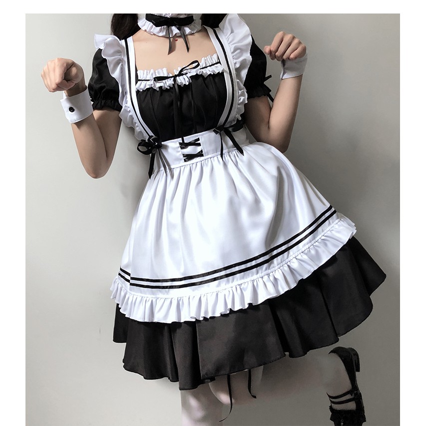 Trang phục cosplay Maid M024/ hóa trang hầu gái/ halloween/ lễ hội trắng hồng đỏ dễ thương dày dặn | BigBuy360 - bigbuy360.vn