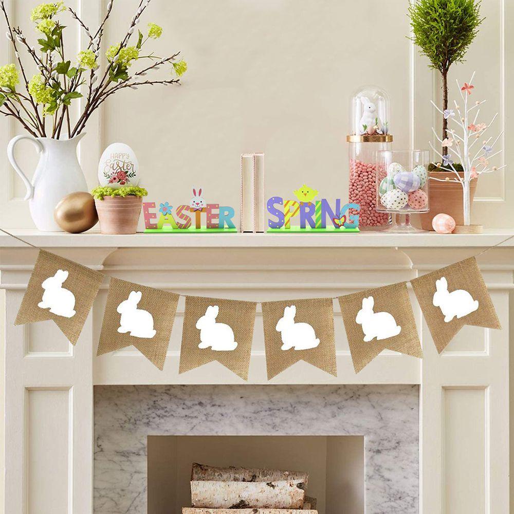 Tấm Bảng In Chữ Happy Easter Hai Mặt Dùng Trang Trí Bàn Ăn