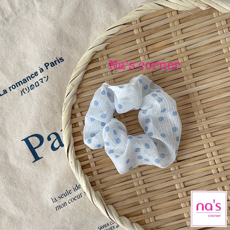 Thun cột tóc vải chun buộc xanh dương - Link 2