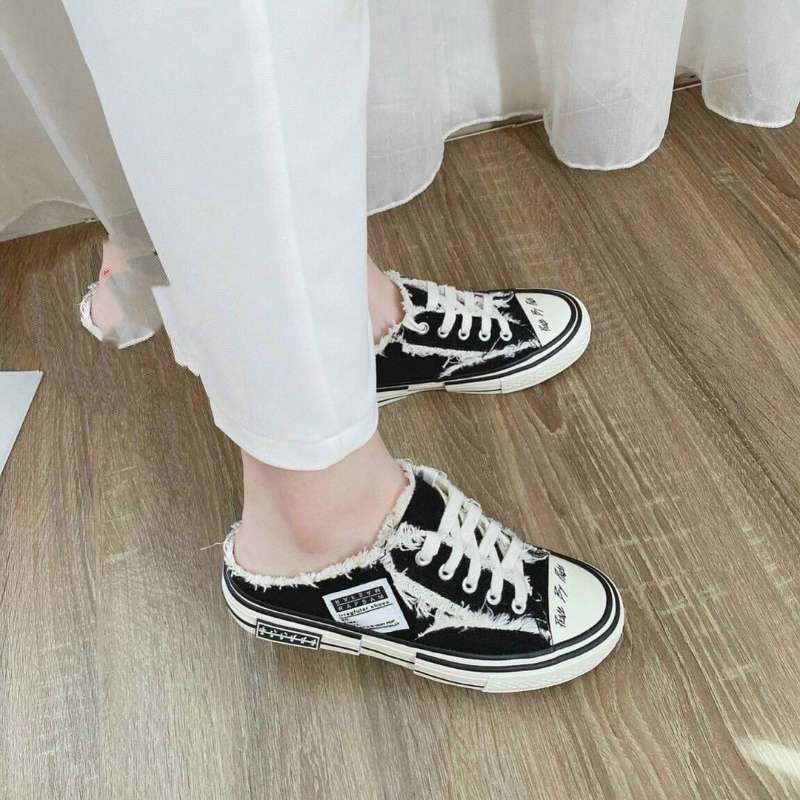 [Mã WAMT2405 giảm 10K đơn 0K] xVESSEL Giày Sục Nữ Thể Thao style rách đế cao 3,5-4cm