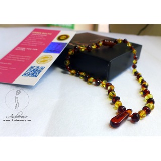 Vòng cổ Amber Úc cho bé size 35cm có mặt