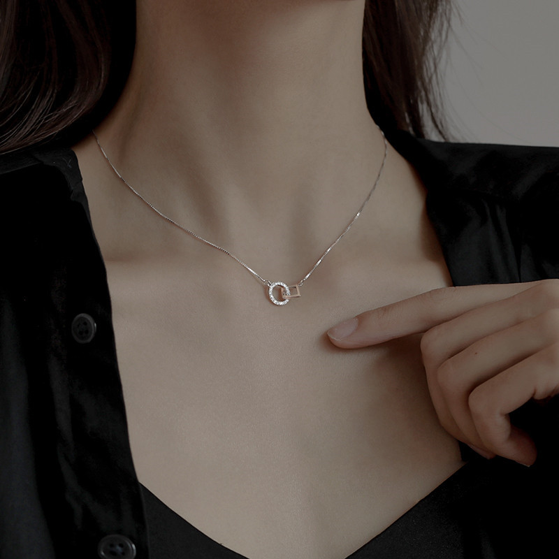 vòng cổ Mạ Bạc Đính Đá Phong Cách Hàn Quốc Cho Nữ