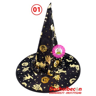 Nón phù thủy hóa trang Halloween - Nhiều họa tiết