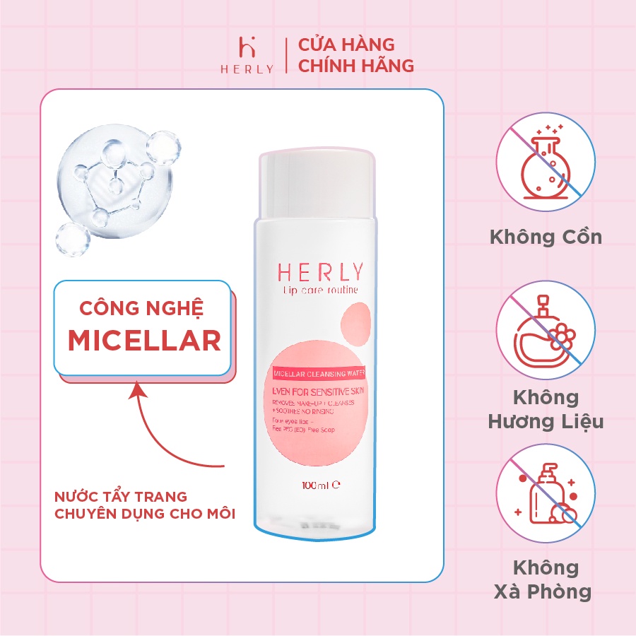 Nước tẩy trang môi HERLY Micellar Cleansing Water 100ml [HL01]