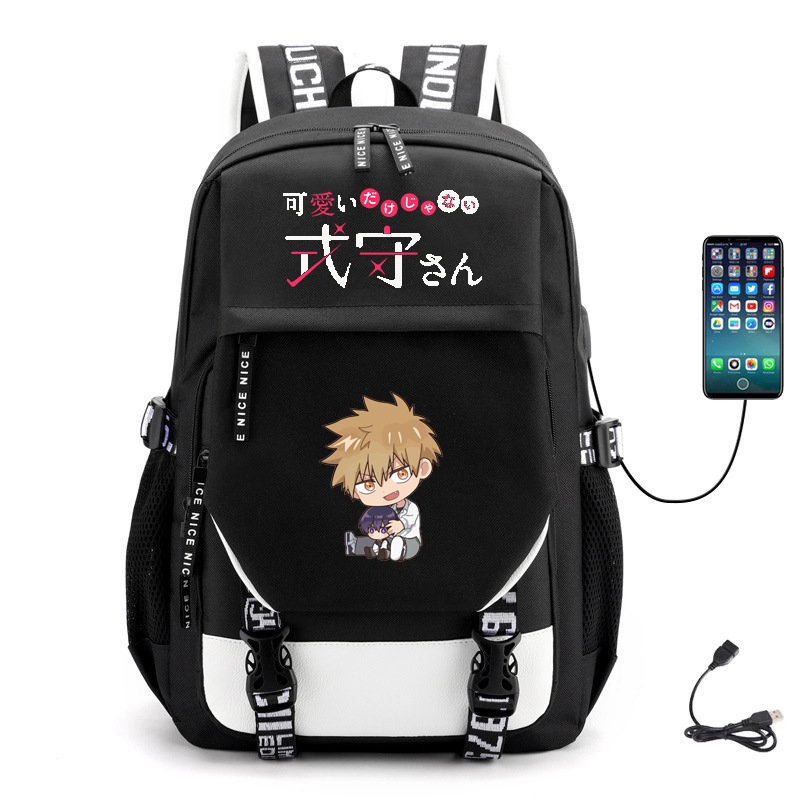 Balo Khóa Trắng Vát in hình Shikimori-san Bạn gái tôi không chỉ dễ thương anime chibi cặp sách đi học