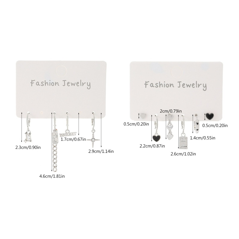 Arin Khuyên Tai Dây Xích Hình Trái Tim Màu Đen Phong Cách Đường Phố Nhật Hàn Cá Tính Dành Cho Bạn Nữ