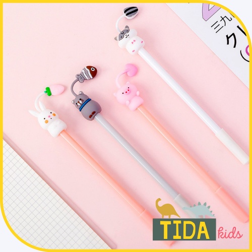 Bút Bi Nước Cute Hình Mèo, Lợn, Thỏ, Chuột ⚡️ HOT TREND ⚡️ Bút Gel Ngòi 0,5mm Dễ Thương Giá Rẻ, Văn Phòng Phẩm TiDa Kids