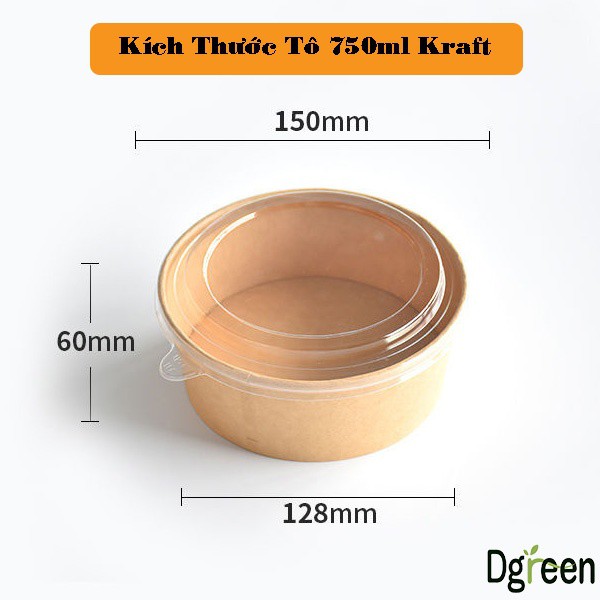 COMBO 50 TÔ GIẤY Size 360 ML,750 ML, 1000 ML KÈM NẮP PET TRONG  Đựng Bánh Bông Lan Trứng Muối - Phở - Cơm - Đồ Ăn Nóng | BigBuy360 - bigbuy360.vn